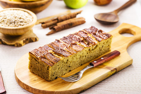 Homemade vegan banana bread or cake, healthy dessert, typical Brazilian afternoon coffee
