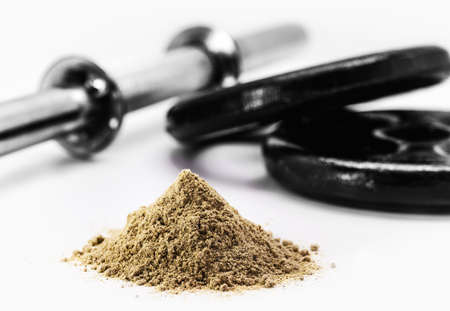 Creatine or whey food supplement, sports supplement, creatine, hmb, bcaa, amino acid or vitamin powder. Sports nutrition concept. bcaa, l-carnitine, creatineの写真素材