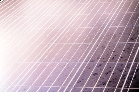 isolated solar panel, a solar panel on a rural property, unique, old solar panel, solar energy in the rural areaの写真素材