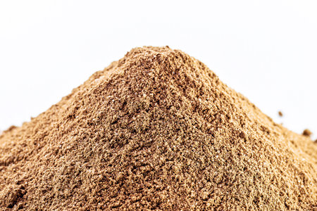 construction sand, refined construction sand used in works and construction in general, isolated white backgroundの写真素材