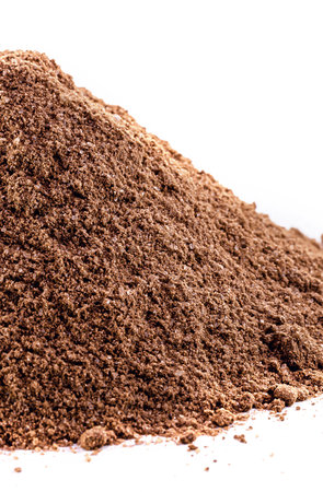 construction sand, refined construction sand used in works and construction in general, isolated white backgroundの写真素材