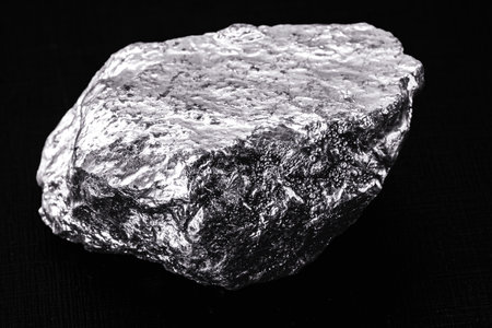 Chalcocite, chalcocite or chalcocite is a mineral composed of copper sulfide, isolated black backgroundの写真素材