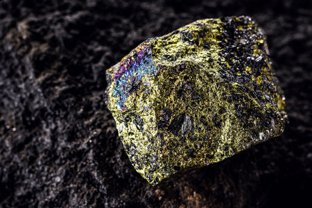 rock with traces of copper, copper mining through basaltic rock.の写真素材