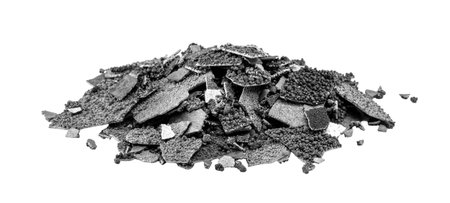 rusty metal, fragments of metal being corroded, in a petri dish, corrosion study