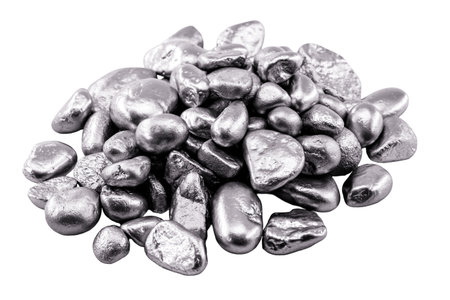 platinum nuggets isolated. Precious metal known as another white, luxury concept.の写真素材