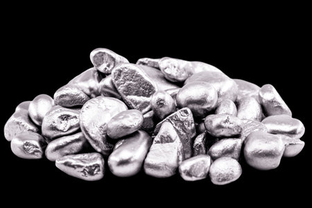 platinum nuggets isolated. Precious metal known as another white, luxury concept.