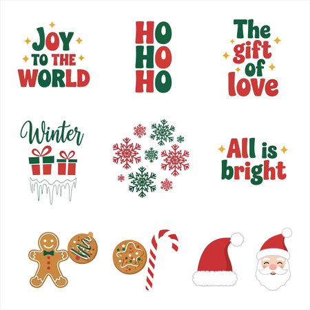 Set of Christmas and New Year design elements. Vector illustration EPS10のイラスト素材