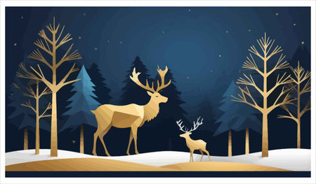 Deer in the forest. Vector illustration in a flat style.のイラスト素材