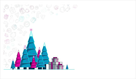 Merry Christmas and Happy New Year greeting card. Vector illustration.のイラスト素材