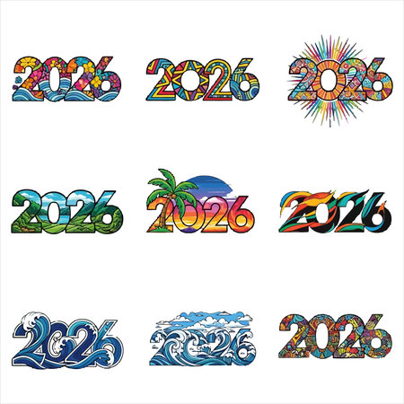 New Year 2016. Set of stylized numbers. Vector illustration.のイラスト素材