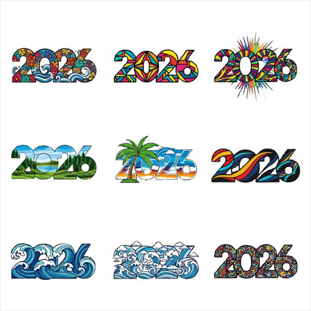Happy new year 2020 and Merry Christmas. Set of numbers. Vector illustrationのイラスト素材