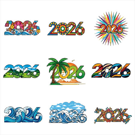Happy New Year 2016. Vector set of design elements for holiday greeting cards, banners, posters, flyers, brochures.のイラスト素材