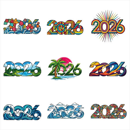 Set of stylized numbers from 0 to 9. Vector illustration.のイラスト素材