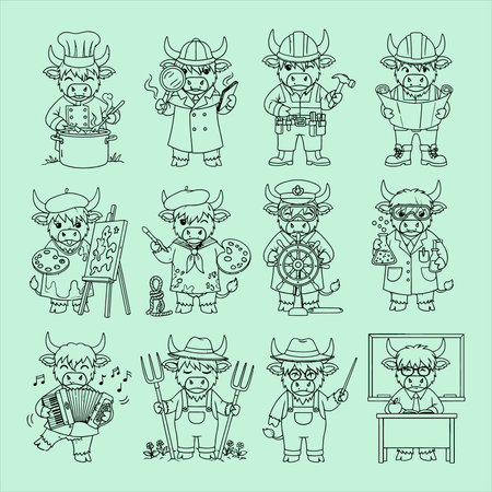 Vector illustration of a set of cartoon characters on the theme of farming.のイラスト素材