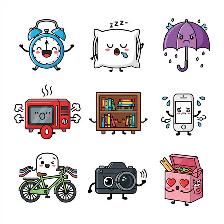 Cute set of doodle icons for children, vector illustrationのイラスト素材