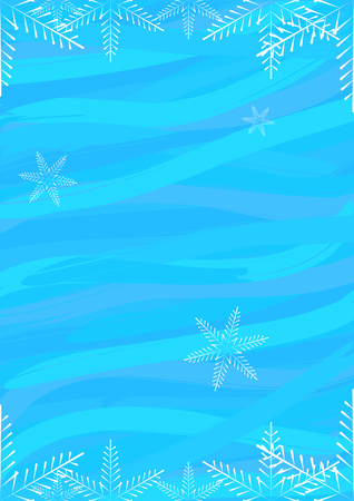 Blue abstract background with white snowflakesのイラスト素材