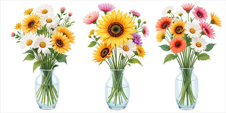 Bouquet of flowers in a vase. Vector illustration.のイラスト素材