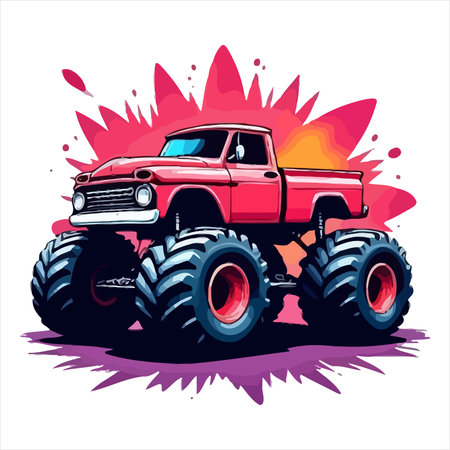 Vector illustration of a monster truck on a white background. Cartoon style.のイラスト素材