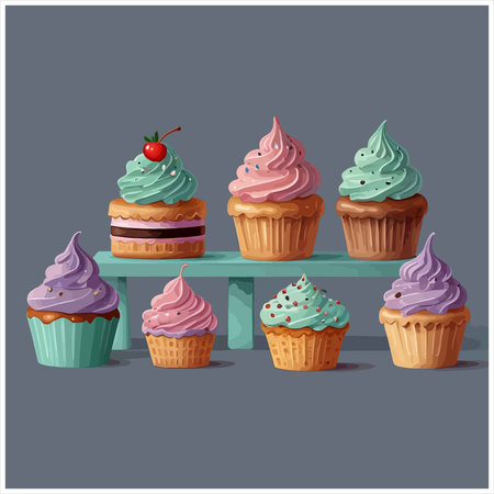 cupcake design over gray background, vector illustration eps10 graphicのイラスト素材