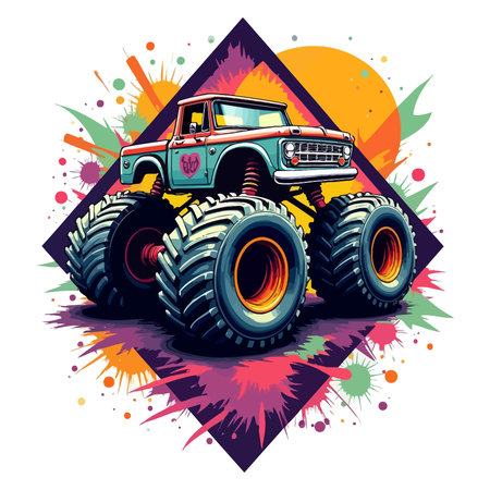 Off-road vehicle. Grunge background. Vector illustration.のイラスト素材