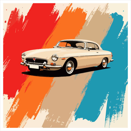 Vintage car on colorful background. Vector illustration. Eps 10.のイラスト素材