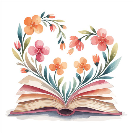 Open book with floral pattern on a white background. Vector illustration.のイラスト素材