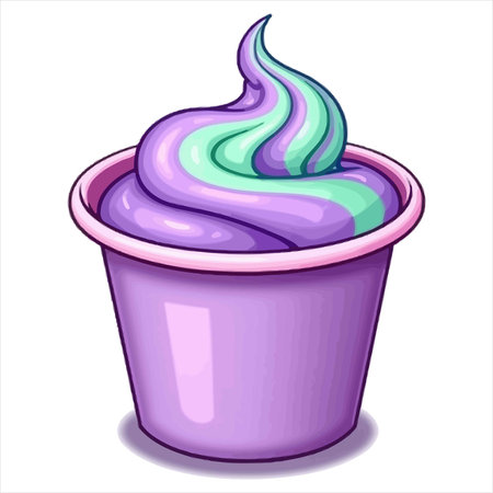 Illustration of a purple ice cream in a cup on a white backgroundのイラスト素材