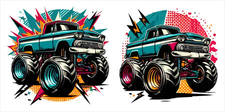 Off-road vehicle. Grunge style. Vector illustration.のイラスト素材