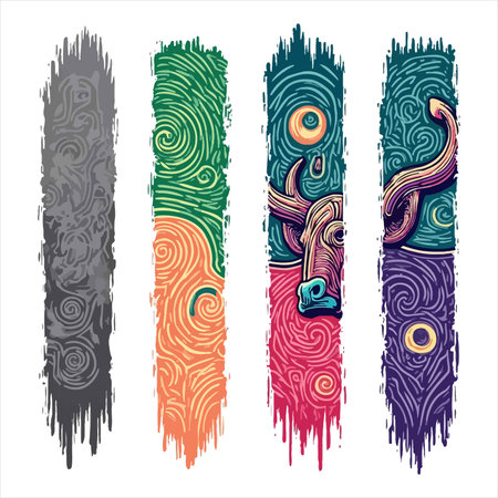 Vector set of grunge banners with abstract shapes. Vector illustration.のイラスト素材