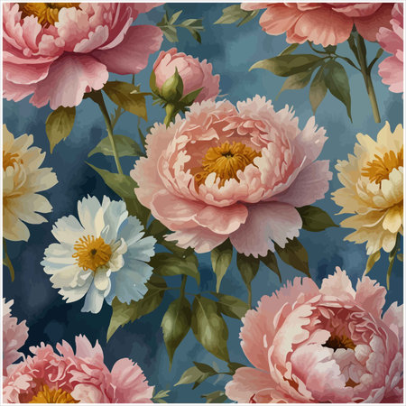 A vibrant watercolor painting showcasing peony flowers in full bloom, perfect for adding a touch of elegance and color to any design. The artwork is detailed and artistic.のイラスト素材
