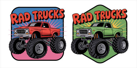 Off-road vehicles set on white background. Vector illustration for designのイラスト素材