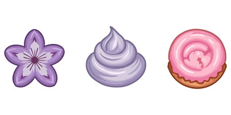 Illustration of a set of different types of cream on a white backgroundのイラスト素材