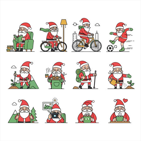 Set of Santa Claus. Christmas and New Year. Vector illustration.のイラスト素材