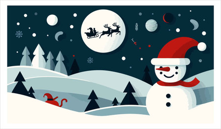 Merry Christmas and Happy New Year greeting card, vector illustration.のイラスト素材