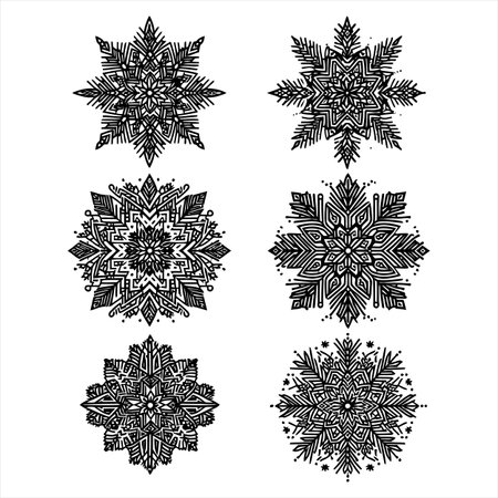 Snowflakes set. Vector illustration. Isolated on white background.のイラスト素材
