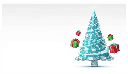 Christmas tree with gift boxes on a white background. Vector illustration.のイラスト素材