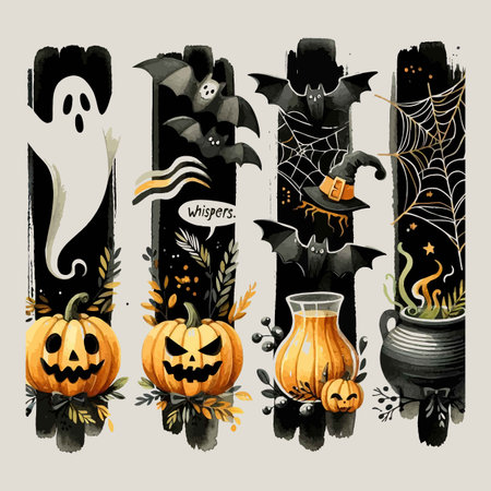 Halloween vector illustration set. Hand drawn halloween elements.のイラスト素材