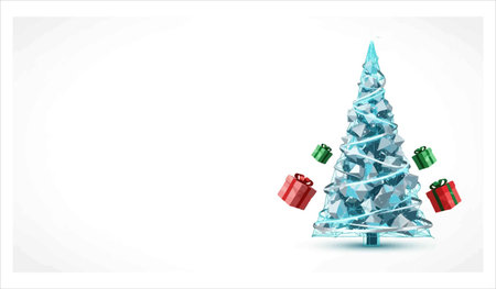 Christmas tree with gifts on white background. Vector illustration for your designのイラスト素材
