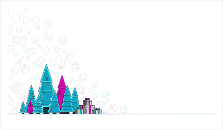 Abstract background with city and icons. Vector illustration for your design.のイラスト素材