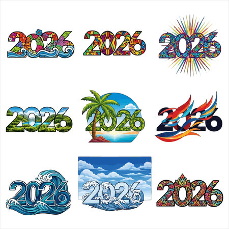Set of New Year's design elements for the new year 2020.のイラスト素材