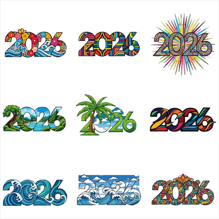 Happy new year 2020. Set of design elements. Vector illustration.のイラスト素材