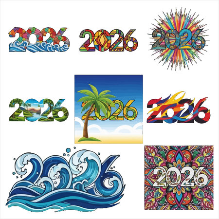 Happy new year 2016, set of vector design elements for your designのイラスト素材