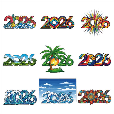 Happy new year 2020. Set of numbers in the style of the 80s. Vector illustrationのイラスト素材