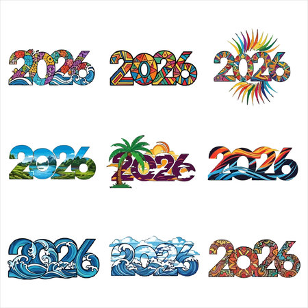 New Year's design. Set of numbers 2020. Vector illustration.のイラスト素材