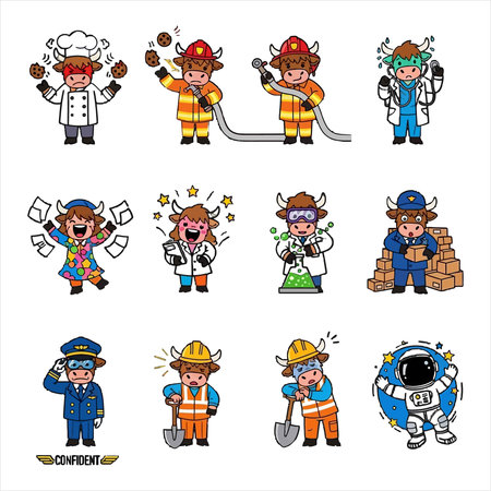 Vector set of cartoon icons on the theme of working in the field.のイラスト素材