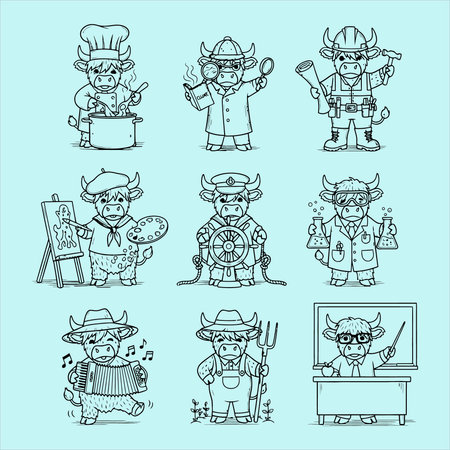 Set of cartoon doodle characters for your design. Vector illustrationのイラスト素材