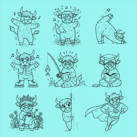 Set of cute cartoon animals in doodle style. Vector illustration.のイラスト素材