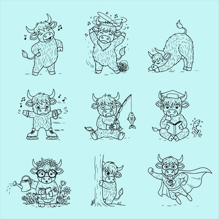 Set of cute hand drawn doodle monsters. Vector illustration.のイラスト素材