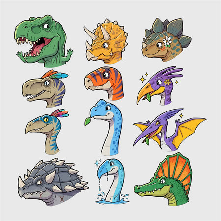 cartoon dinosaurs set, vector illustration eps10 graphic design elementのイラスト素材