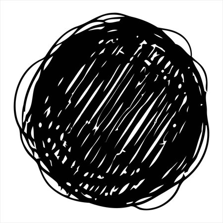 Hand drawn doodle circle. Black and white vector illustration.のイラスト素材